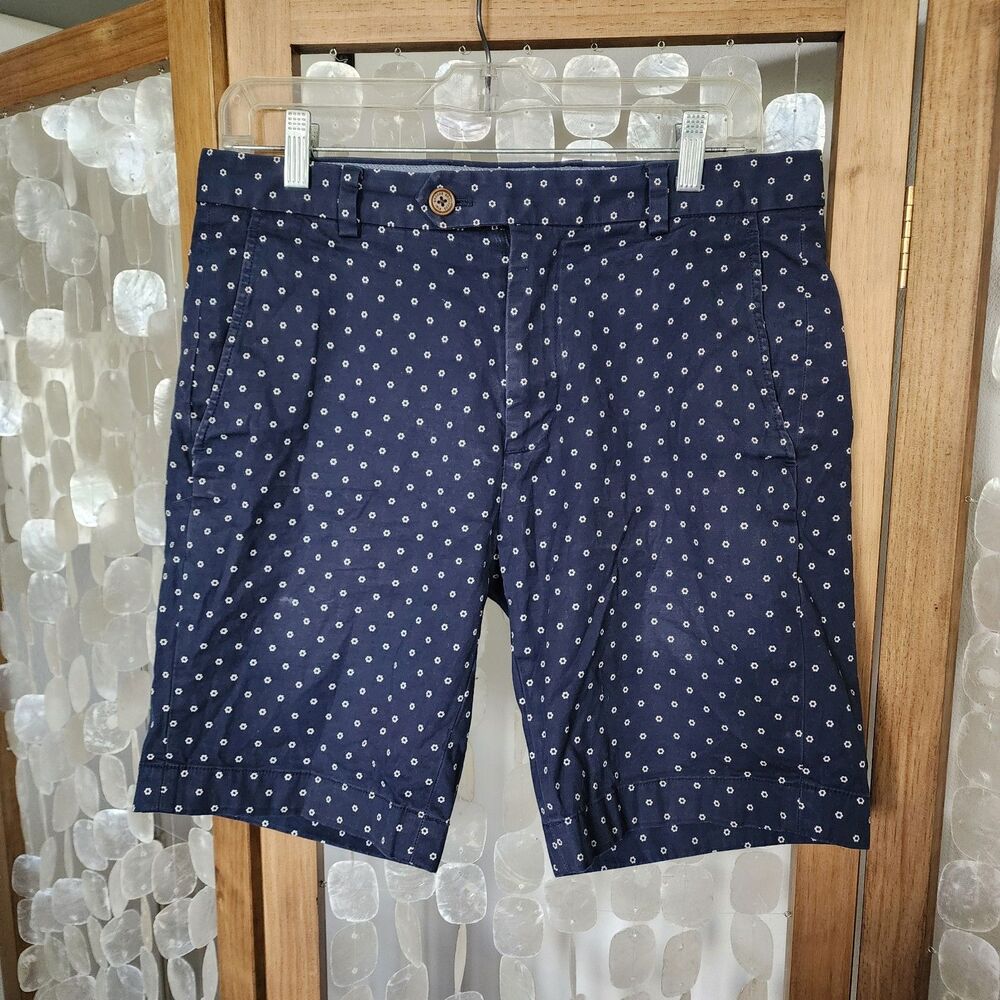 Brooks Brothers Bermuda Shorts Womens 31 Blue Flower Print Cotton Stretch Preppy